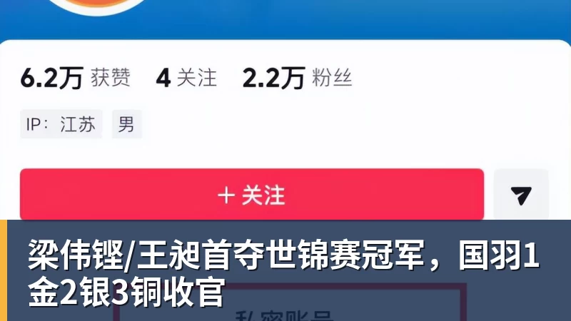 梁伟铿/王昶首夺世锦赛冠军，国羽1金2银3铜收官